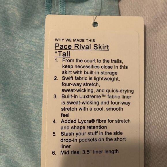 lululemon pace rival tall skirt - Picture 4 of 6